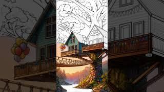 Coloring a Cozy Cottage with Stunning Surroundings