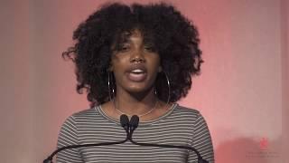 Poetry In Voice 2019 winner Catricia Hiebert recites at Griffin Poetry Prize awards ceremony