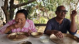 बंगुरको झोलमासु भात वोडिको दाल सिद्रा र वेलौती को चट्नी सिदुरी गाईको दही Bhola Shiba Mukbang