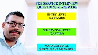 F&B Service Interview Questions & Answers Technical Questions