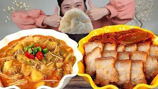 ASMR 뭐가 더 좋으세요? 된장찌개 vs 김치찜 집밥 한식 리얼먹방 :) Korean cuisine Braised kimchi , bean paste stew MUKBANG