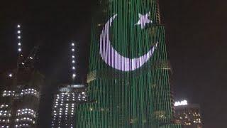 Burj Khalifa light up as Pakistan flag Dubai - must watch