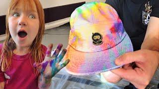 Adley & Niko Learn to Tie-Dye   Making Rainbow clothes at Dads work with Spacestation Gaming crew