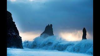 Dangerous world-famous Reynisfjara Black Sand Beach in Iceland