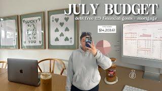 JULY BUDGET WITH ME  debt free (!!!) next financial goals + paying off our mortgage early 