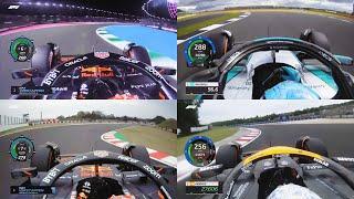 2024 F1 cars smashing through neck-breaking corners