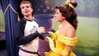 Tommy Des Brisay dances with Aurora, Belle, and Cinderella at Magic Kingdom