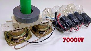 New idea How To Make Free Electricity Generator 220V 7000w powerful Speaker Permanent Magnetic Power