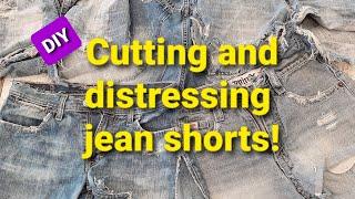 DIY tutorial on how to cut and distress your own jean shorts.