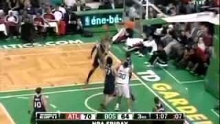 Rasheed Wallace no look pass to Shelden Williams against Hawks