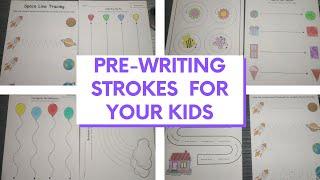 Pre-writing Strokes worksheet for Nursery and LKG