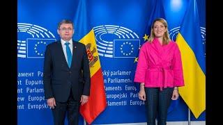 Conferință de presă susținută de Președintele Parlamentului Igor Grosu și Roberta Metsola