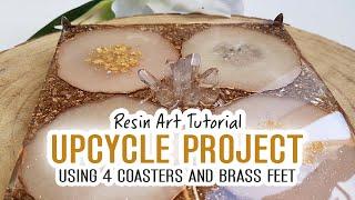 Resin Art tutorial - How to upcycle resin coasters into an elegant tray