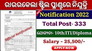 Rourkela Steel Plant Vacancy 2022//RSP Recruitment 2022//Odisha Govt Jobs Vacancy 2022