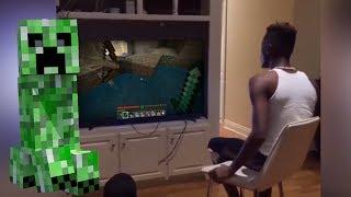 guy rages on minecraft