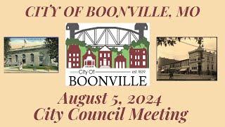 City Of Boonville, Missouri Council Meeting on August 5, 2024 at 7:00 pm