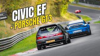 Civic EF B18C - Porsche GT3 and Ferarri F8 Tributo // Nürburgring Nordschleife BTG