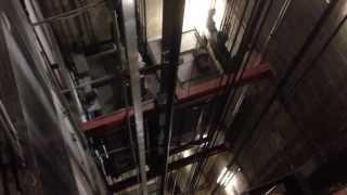 Inside an elevator shaft