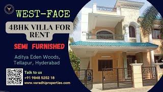 Ad-143 5BHK Villa for RENT 90K, WEST-Face #Tellapur #Hyderabad