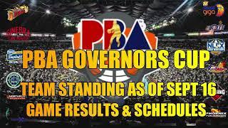 PBA TEAM STANDING AS OF SEPT 16/RESULTS/SCHEDULES/GOVERNORS CUP SEASON 49 #viralvideo #pbaupdates