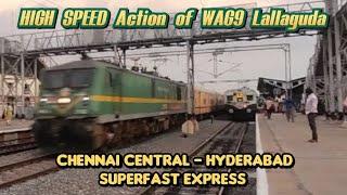 High Speed Action of Hyderabad Superfast Express (12603) with Lallaguda WAG9 skips Gummidipoondi