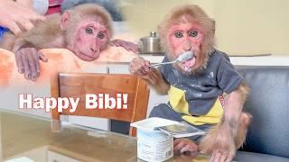 Bibi had a trouble eating yogurt and handled it in a mature way!