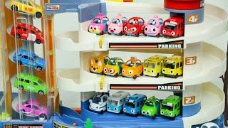 뽀로로 미니카와 타요 자동차 토미카 빌딩 주차장 놀이 장난감 Tayo and Tomica Building Parking Lot Car Toys