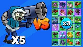 5 ZOMBIS CON BAZUKA vs TODAS LAS PLANTAS X3 | PvZ Fusion