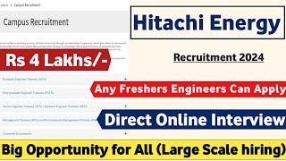 Hitachi Energy recruitment 2024 | CTC: 4Lakhs | Diploma Engineer Trainee | Latest Mnc Jobs | Jobs