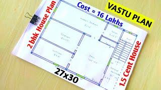 800sqft - North facing house plan in tamil, 2 BHK-800 sqft house plan , low budget house design 16 L