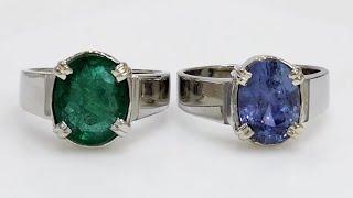 Premium Quality Blue Sapphire/Emerald Gemstones Ring in India  | HTPGEMSTONES |