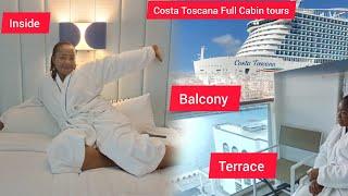 COSTA TOSCANA CABIN/ROOM TOURS -INSIDE OCEANVIEW AND BALCONY