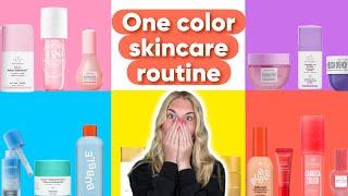 ONE COLOR SKINCARE CHALLENGE! Bubble, Drunk Elephant, Glow Recipe + MORE #onecolorchallenge#skincare