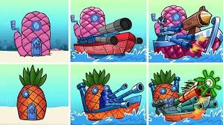 ALL SPONGEBOB TITAN ROBOT Houses vs transformers | Spongebob animation