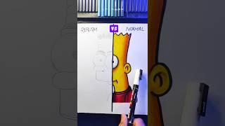 Drawing Bart Simpson  Normal Vs Realism (REALISM)#art #drawing #simpsons