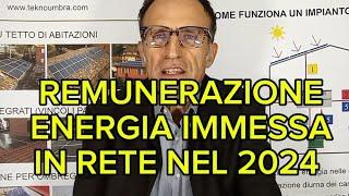 La remunerazione dell'energia immessa in rete nel 2024 per gli impianti fotovoltaici