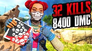 LIFELINE 32 KILLS AND 8400 DAMAGE IN ONE GAME (Apex Legends Gameplay)