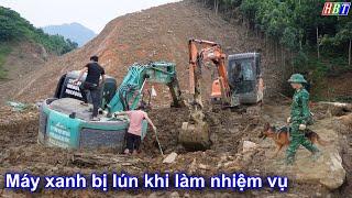 Máy xúc bị lún thụt khi làm nhiệm vụ - làng nủ bảo yên lào cai