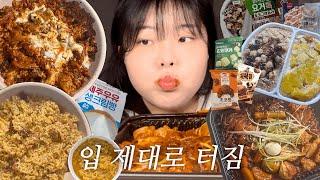 입 제대로 터짐 (먹방 브이로그) | 닭갈비치즈볶음밥,고추장찜닭,신라면툼바,마라리조또,황치즈약과쿠키,꼬북칩초코탕,빵부장,피스타치오초코쿠키,요거톡,생크림빵,팥인절미,망고빙수,편의점빵