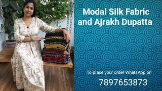 Pure Modal Silk Fabric and Ajrakh Dupatta| #ajrakh #modalsilkfabric #ajrakhdupatta #modalplainfabric