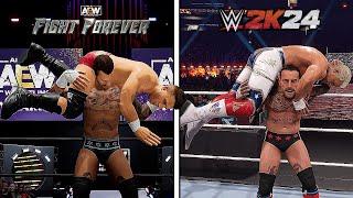 AEW Fight Forever Vs. WWE 2K24 - Finishers Comparison (Which is Better?) !!!