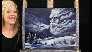 OLD MAN WINTER- Learn How to Draw and Paint with Acrylics-Easy Beginner Acrylic Painting Tutorial