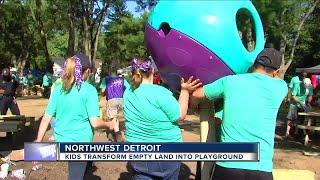 Kids transform empty land into playground in northwest Detroit