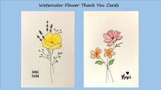 Watercolor Flower Thank You Card / Wasserfarbe Blumen Dankekarten/水彩花卉卡片