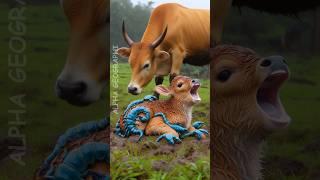 brown calf covered in Blue scorpions saved by rescue team #humanity #animals #cow #funny #cartoon