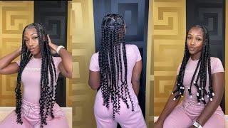 Knotless Large Braids With Curls | Coi Leray Inspired Braids | Ft. Darling USA Braiding Hair