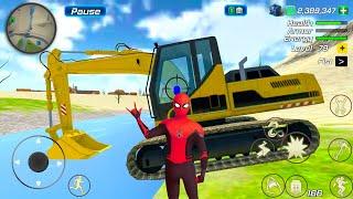 Spider Rope Frog Ninja Hero Driving Excavator Open City Army Tank Simulator - Android Gameplay.