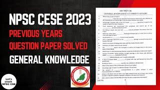 NPSC CESE 2023 |  Previous Year Question Paper Solved | General Knowledge Paper