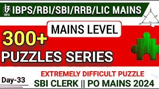 Extremely Difficult Mains Level Puzzle for SBI Clerk Mains 2024 | 300+ Puzzles Day-33.Banking #exam