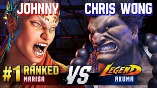 SF6 ▰ JOHNNY (#1 Ranked Marisa) vs CHRIS WONG (Akuma) ▰ High Level Gameplay